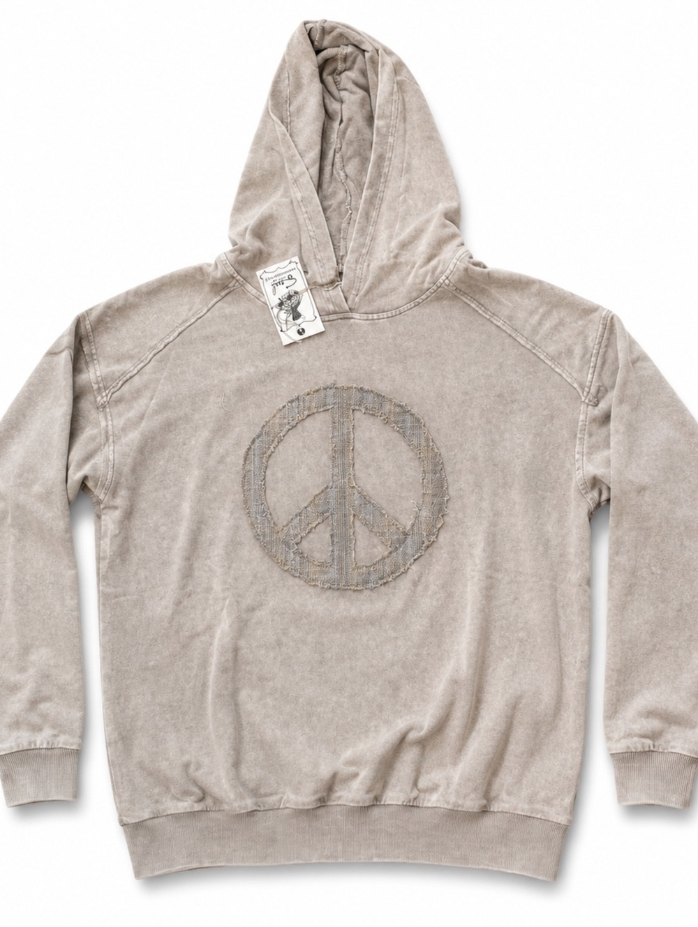 Easel Plaid Patchwork Peace Sign Hoodie